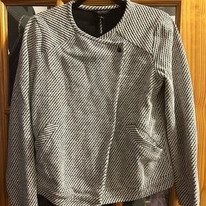 Ann Taylor Striped Moto Jacket- Cotton